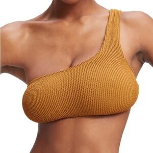 Good American Always Fits One-Shoulder Bikini Top Bronze Brown Size 1/2 (2-8 US)